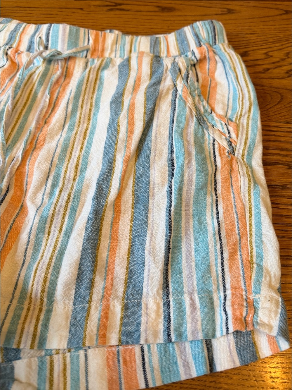Briggs Linen Blend Striped Pull On Shorts Blue & Orange Women’s Large - Picture 5 of 12